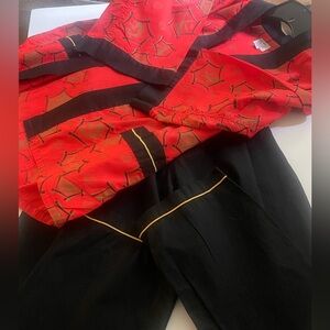 Colorful Vintage Red and Black (Large) Asian Patterned Kimono Pajama Set